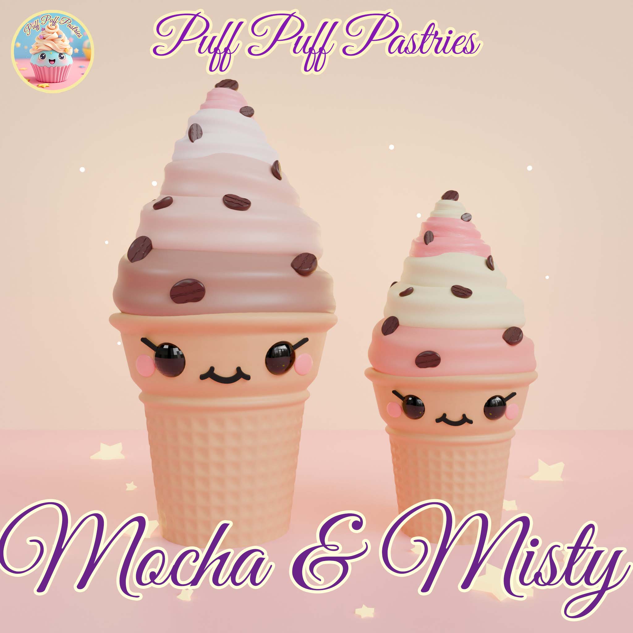 Kawaii Ice cream Mocha and Misty